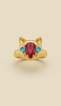 Gilded Cat Crystal Ring