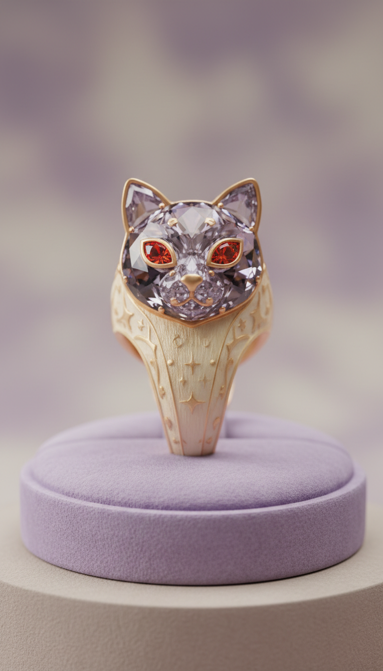 Mystic Cat Crystal Ring