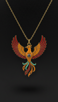Phoenix Enamel Pendant Necklace
